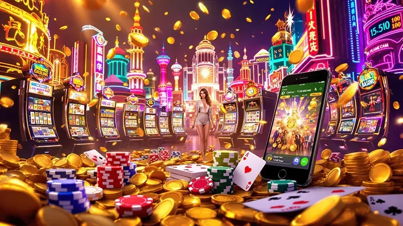 Visual permainan slot bertema dengan reel dan simbol bonus